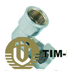 Хромированное угловое цанговое соединение под трубу TIM 10мм x 1/2&quot; резьба внут.,L082F