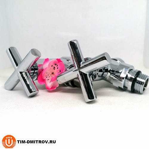 Хромированный кран для полотенцесушителя TIM 3/4&quot; x 1/2&quot; (пара), резьба наруж./внутр.,KV10-LFM032