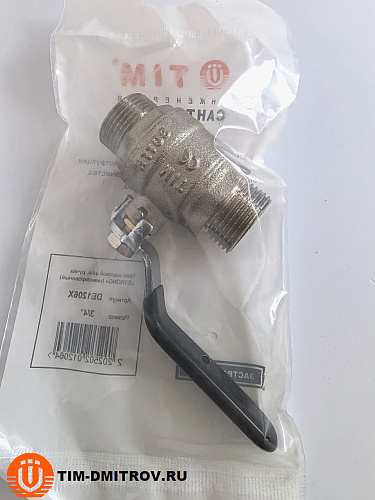 Кран шаровой никелированный 3/4" ш-ш рычаг TIM DE1206X