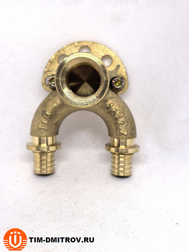 Двойное настенное колено 16*1/2*16 (2.2) (водорозетка проходная), арт.H-ZU1602F