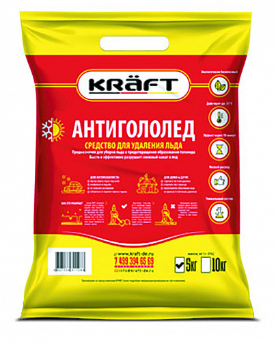 Антигололед средство для удаления льда KRAFT 5 кг (мешок) до -31 С