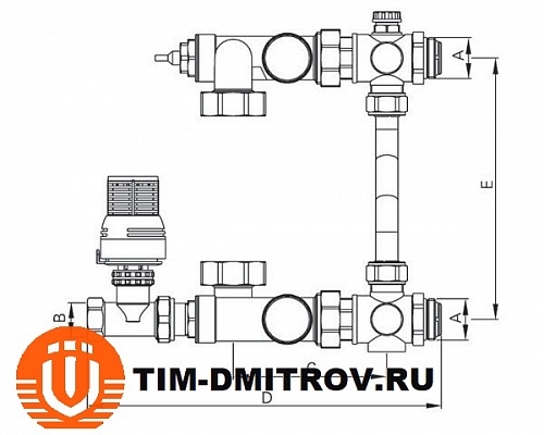 Насосно-смесительный узел для систем отопления TIM JH-1032