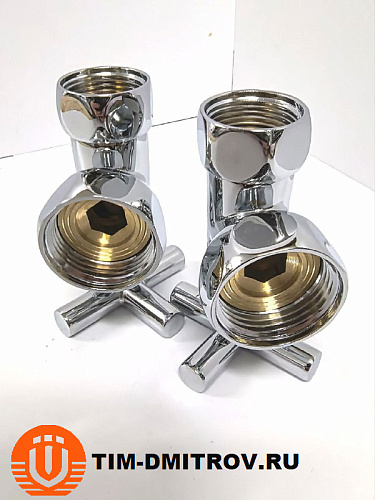 Хромированный кран для полотенце сушителя TIM 3/4" x 1" (пара), резьба внутр./внутр.,KV10-LFF043