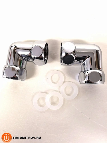 Хромированный латунный уголок для полотенцесушителей TIM 3/4"x3/4",(пара) резьба внутр./внутр.,K9-LF033