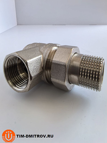 Кран американка угловой никелированный TIM, 3/4" Г/Ш,DE1236X
