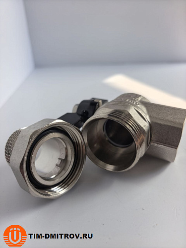 Кран американка угловой никелированный TIM, 1" Г/Ш,DE1237X
