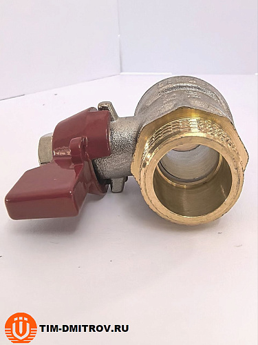 Кран шаровой STANDARD (бабочка красная) никелированный 1/2" ш/ш арт.BV205-2N