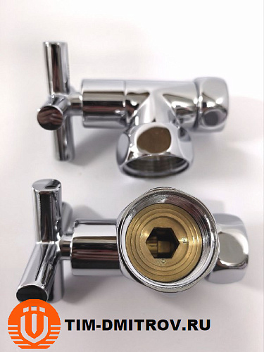 Хромированный кран для полотенце сушителя TIM 3/4" x 1" (пара), резьба внутр./внутр.,KV10-LFF043