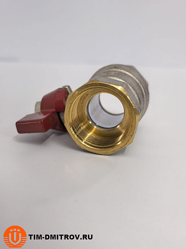 Кран шаровой STANDARD (бабочка красная) никелированный 3/4" г/г арт.BV202-3N