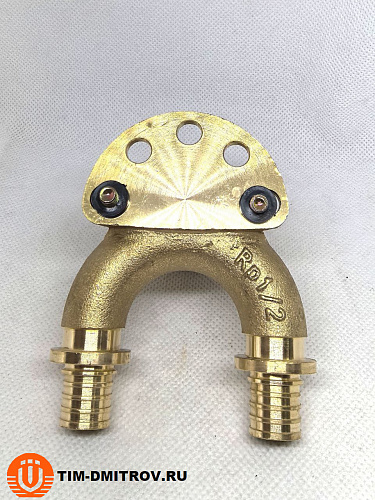 Двойное настенное колено 16*1/2*16 (2.2) (водорозетка проходная), арт.H-ZU1602F