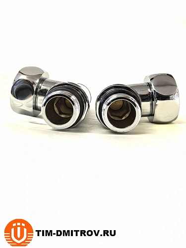 Хромированный кран для полотенцесушителя TIM 1"x 1/2" (пара), резьба внутр./наруж.,KV01-LFM042