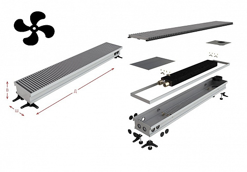 Конвектор внутрипольный Askon (с вентилятором) КВП-В 80/220/1700