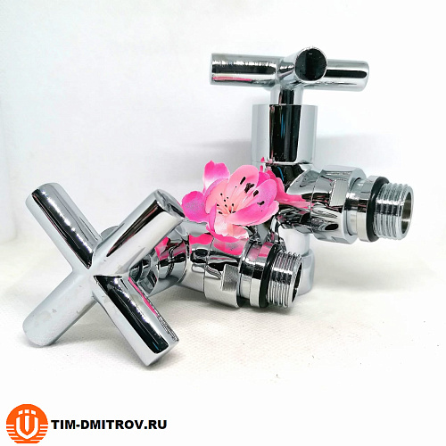 Хромированный кран для полотенцесушителя TIM 3/4&quot; x 1/2&quot; (пара), резьба наруж./внутр.,KV10-LFM032