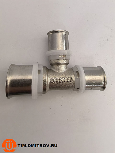 Пресс-фитинг (тройник) никелированный 26*20*20 TIM, F-T262020N