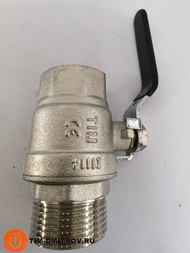 Кран шаровой усильный латунный никелированный 11/4" г-ш рычаг TIM DE1209X