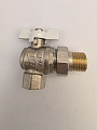 Кран шаровой угловой с американкой (бабочка белая) НИКЕЛЬ 1/2 TIM DE1235N