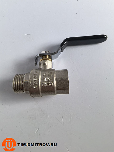 Кран шаровой никелированный STRONG 1/2" г-ш рычаг TIM DE1201X
