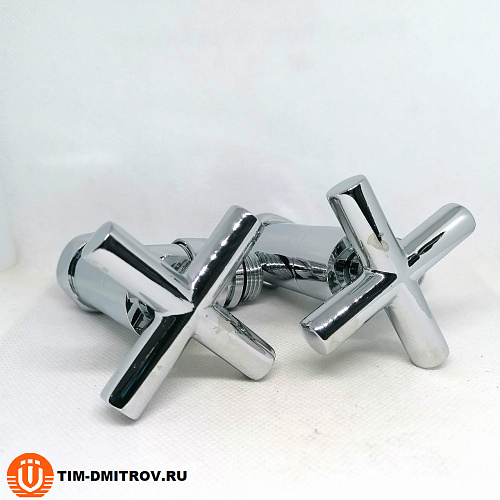 Хромированный кран для полотенцесушителя TIM 3/4&quot; x 1/2&quot; (пара), резьба наруж./внутр.,KV10-LFM032