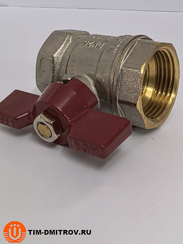 Кран шаровой STANDARD (бабочка красная) никелированный 1" г/г арт.BV202-4N
