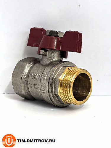Кран шаровой STANDARD (бабочка красная) никелированный 3/4" г/ш арт.BV204-3N
