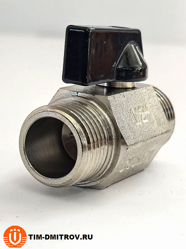Мини кран для воды, никелированное 1/2" ш/ш (черная ручка) DE22MM-N