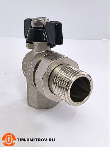 Кран угловой с американкой г/ш бабочка "STRONG" (никелированный) 1/2" TIM арт.DE1235X