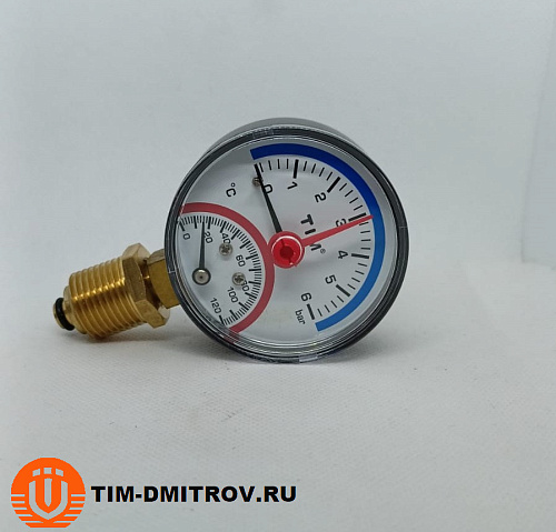 Термоманометр радиальный 63мм на 6 бар &quot;(0℃ - 120℃) Y-63-6