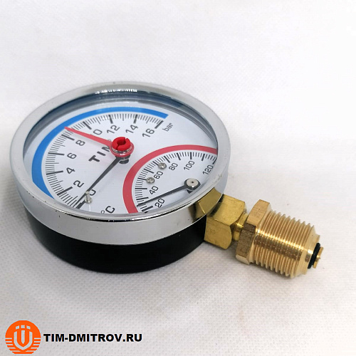 Термоманометр радиальный, TIM, 16 бар,Y-80-16