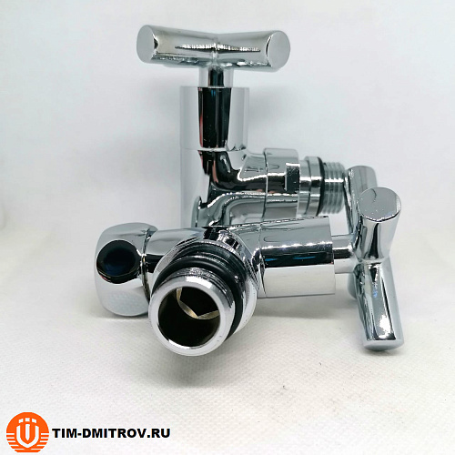 Хромированный кран для полотенцесушителя TIM 3/4&quot; x 1/2&quot; (пара), резьба наруж./внутр.,KV10-LFM032