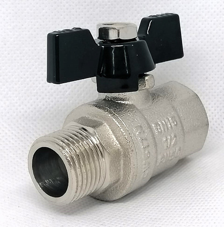 Кран шаровой никелированный TIM, 3/4&quot; Г/Ш,DE1218X