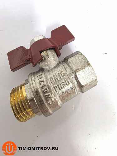 Кран шаровой STANDARD (бабочка красная) никелированный 1/2" г/ш арт.BV204-2N
