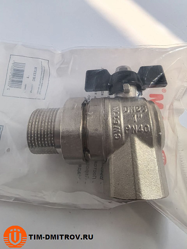 Кран американка угловой никелированный TIM, 1" Г/Ш,DE1237X