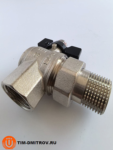 Кран американка угловой никелированный TIM, 3/4" Г/Ш,DE1236X