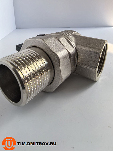 Кран американка угловой никелированный TIM, 1" Г/Ш,DE1237X
