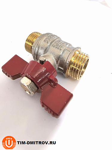 Кран шаровой STANDARD (бабочка красная) никелированный 1/2" ш/ш арт.BV205-2N