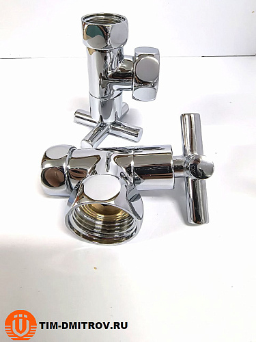 Хромированный кран для полотенце сушителя TIM 3/4" x 1" (пара), резьба внутр./внутр.,KV10-LFF043