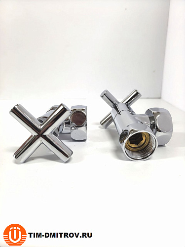 Хромированный кран для полотенце сушителя TIM 3/4" x 1" (пара), резьба внутр./внутр.,KV10-LFF043