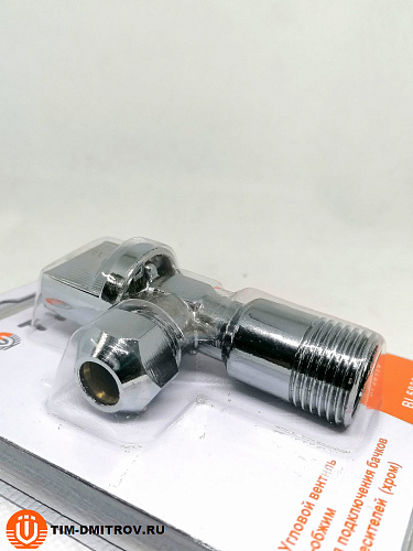 Кран угловой 1/2&quot;х3/8&quot; с цангой и отражателем TIM, хром, BL5833A