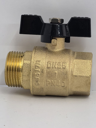 Кран шаровой TIM, 1", Г/Ш, бабочка, полный проход,DE1221