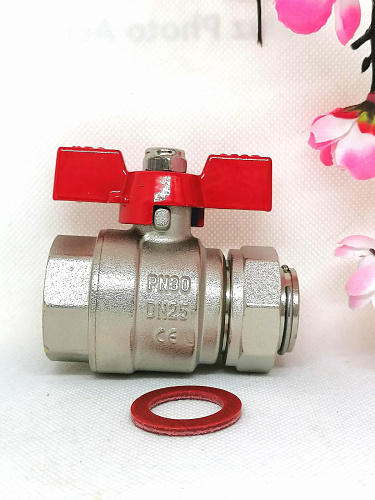 Кран шаровой прямой с накидной гайкой и внутренней резьбой 1&quot; ,арт.BV209-C04FN