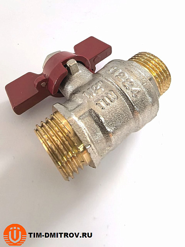 Кран шаровой STANDARD (бабочка красная) никелированный 1/2" ш/ш арт.BV205-2N