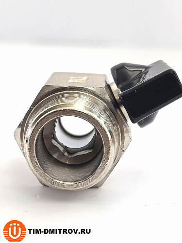 Мини кран для воды, никелированное 1/2" ш/ш (черная ручка) DE22MM-N