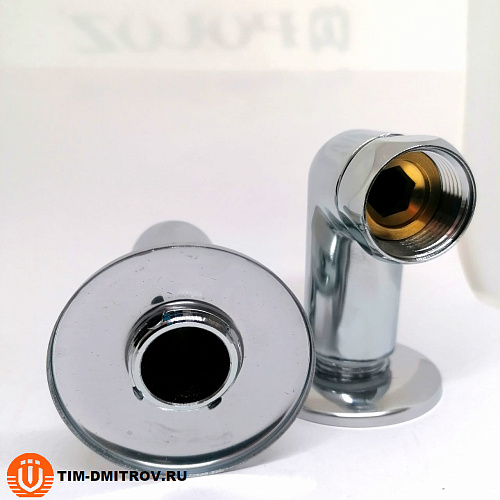 Хромированный латунный уголок для полотенцесушителей TIM 3/4"x3/4",(пара) резьба внутр./наруж.,K3-LFM033