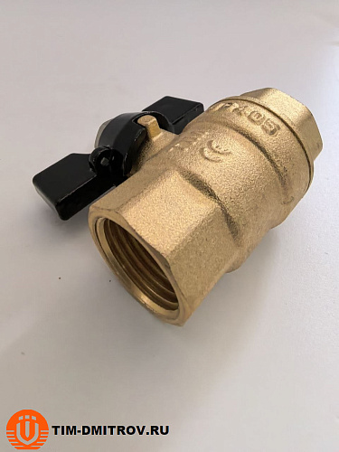 Кран шаровой латунный прямой усиленный - бабочка 1/2" ВР/ВР TIM DE1216