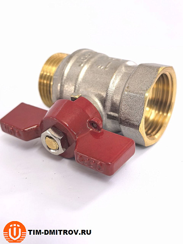 Кран шаровой STANDARD (бабочка красная) никелированный 1" г/ш арт.BV204-4N