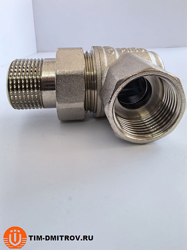 Кран американка угловой никелированный TIM, 3/4" Г/Ш,DE1236X