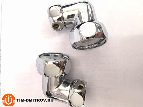 Хромированный латунный уголок для полотенцесушителей TIM 1"x3/4",(пара) резьба внутр./внутр.,K9-LF043
