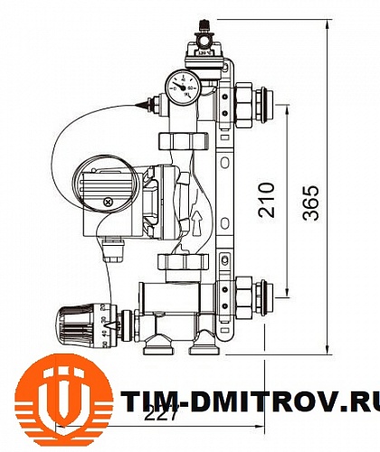 Насосно-смесительный узел для систем отопления (без насоса), TIM,JH-1036
