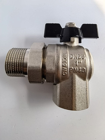 Кран американка угловой никелированный TIM, 1" Г/Ш,DE1237X