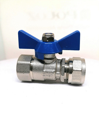 Кран шаровой ручка-бабочка цанга-вр 16x1/2&quot; ,арт.BV206-02FN